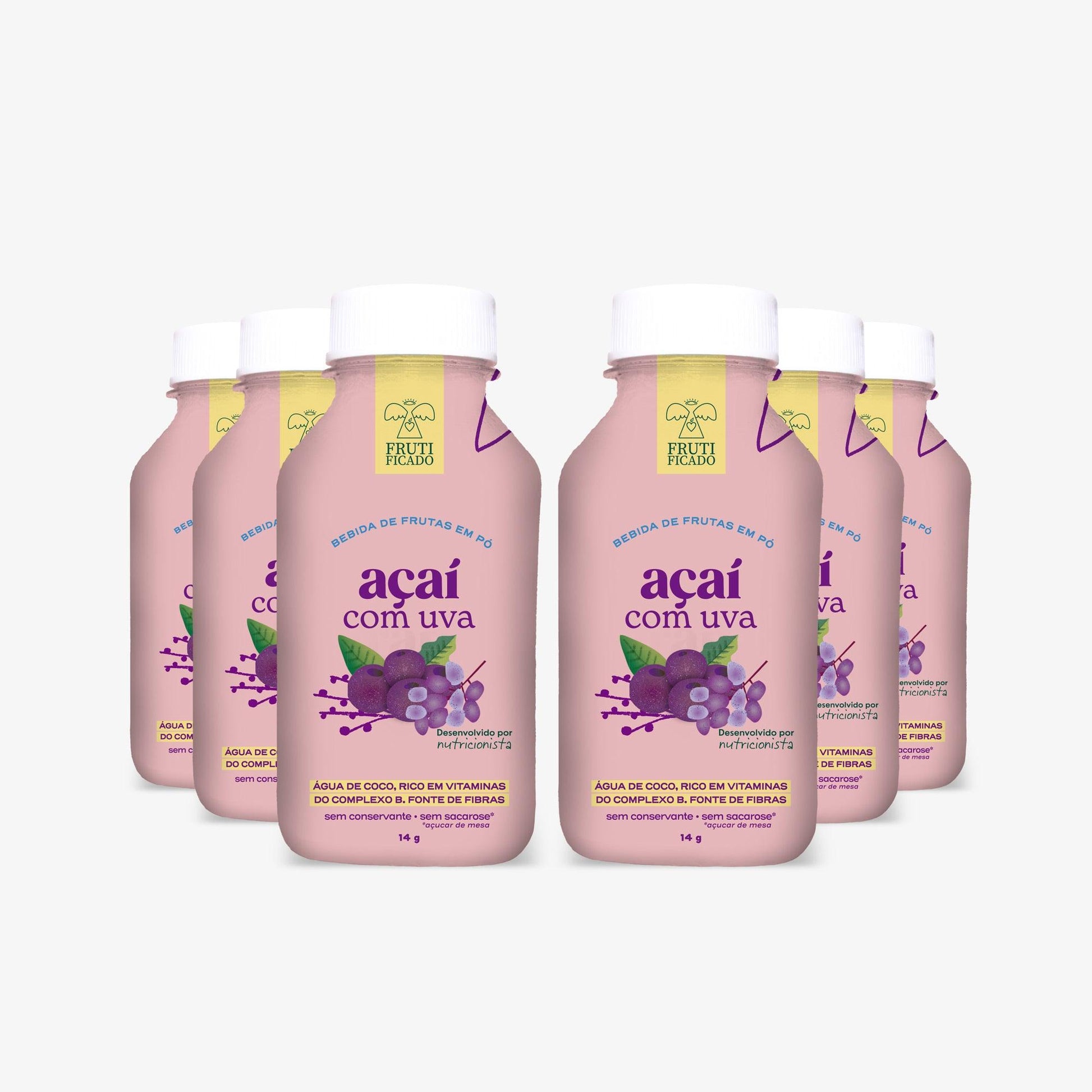 Kit Versátil: 06 Garrafinhas de Açaí com Uva - Frutificado 