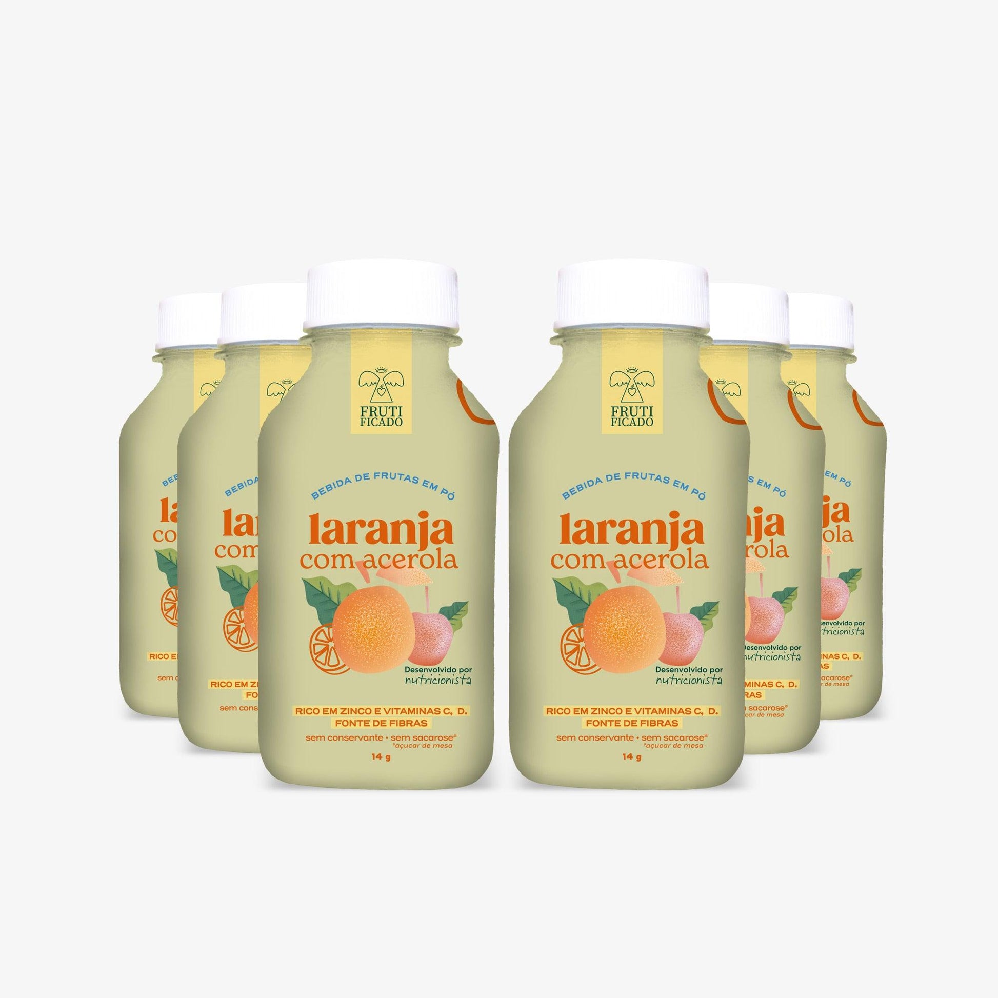 Kit Versátil: 06 Garrafinhas de Laranja com Acerola - Frutificado 